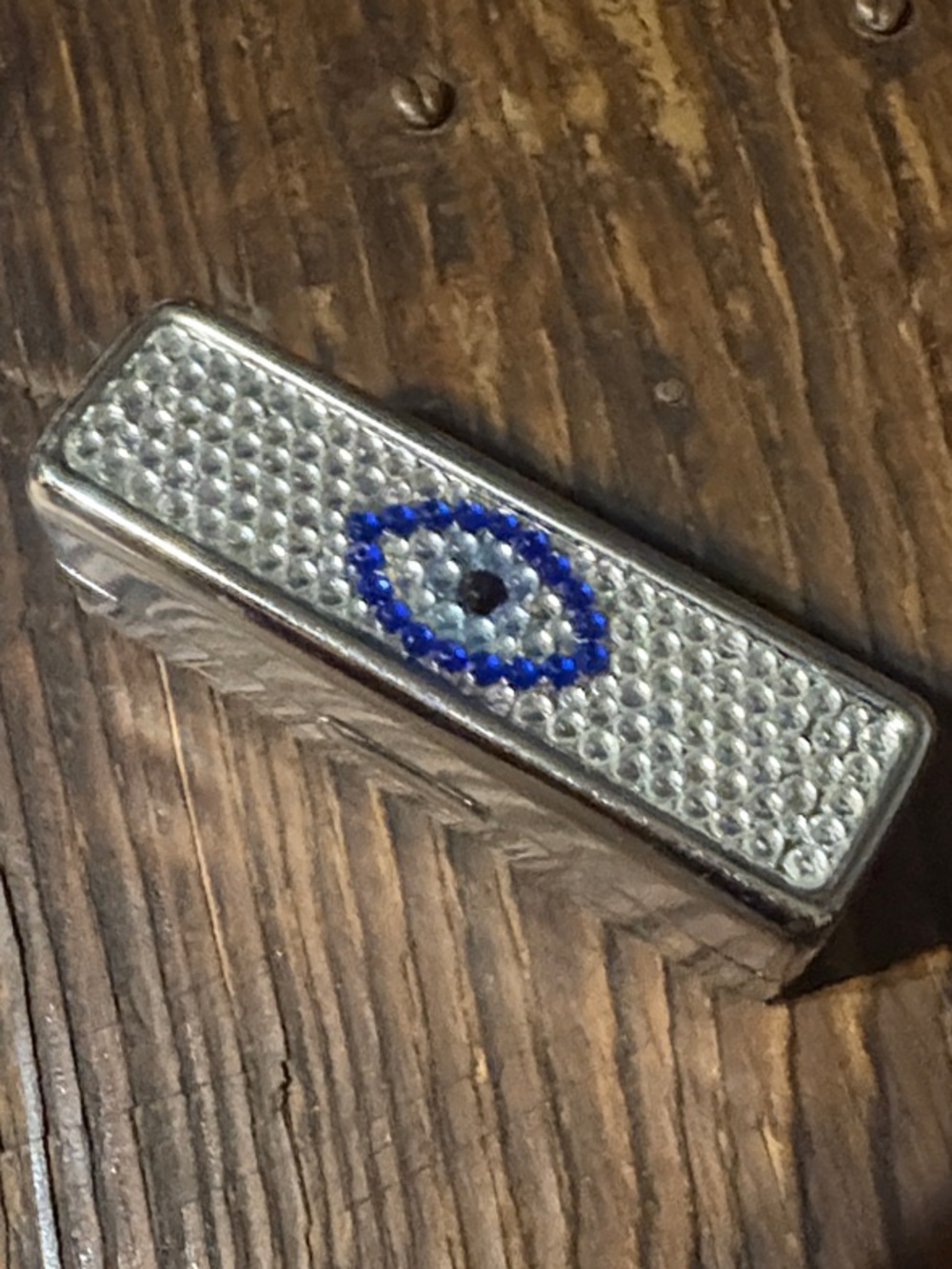 Vintage Silver with embellishments lipstick case with mirror